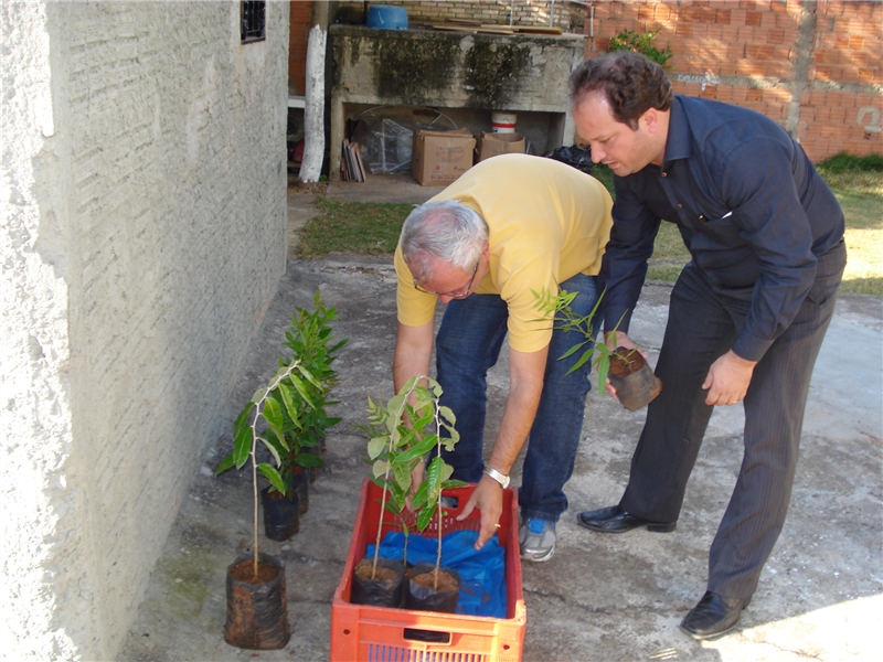 Juca entrega mudas no Roberto Romano.